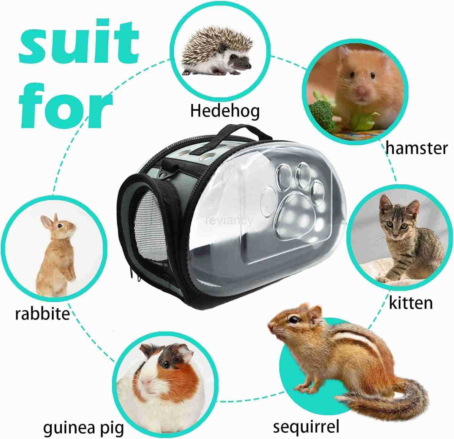 Carrier Bag for Guinea PigPortable Small Animal Carriers PouchOutgoing Rabbit Travel Carrying Case with 10PCS Disposable Underpads Breathable Transpar