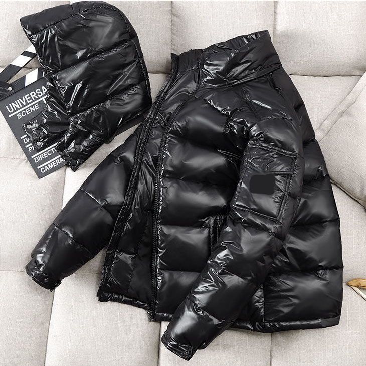 New Glossy Down Jackets Men Jackets Short Winter Hooded Women Thickened Warm-Keeping Cold-Proof Long Sleeve Cardigan Jacket