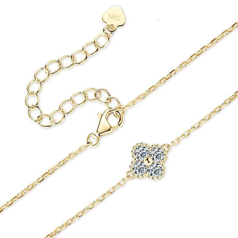 Moissanite Jewelry With Certificate Sterling Sier Clover Four-leaf Flower Adjustable Chain Bracelets for Women
