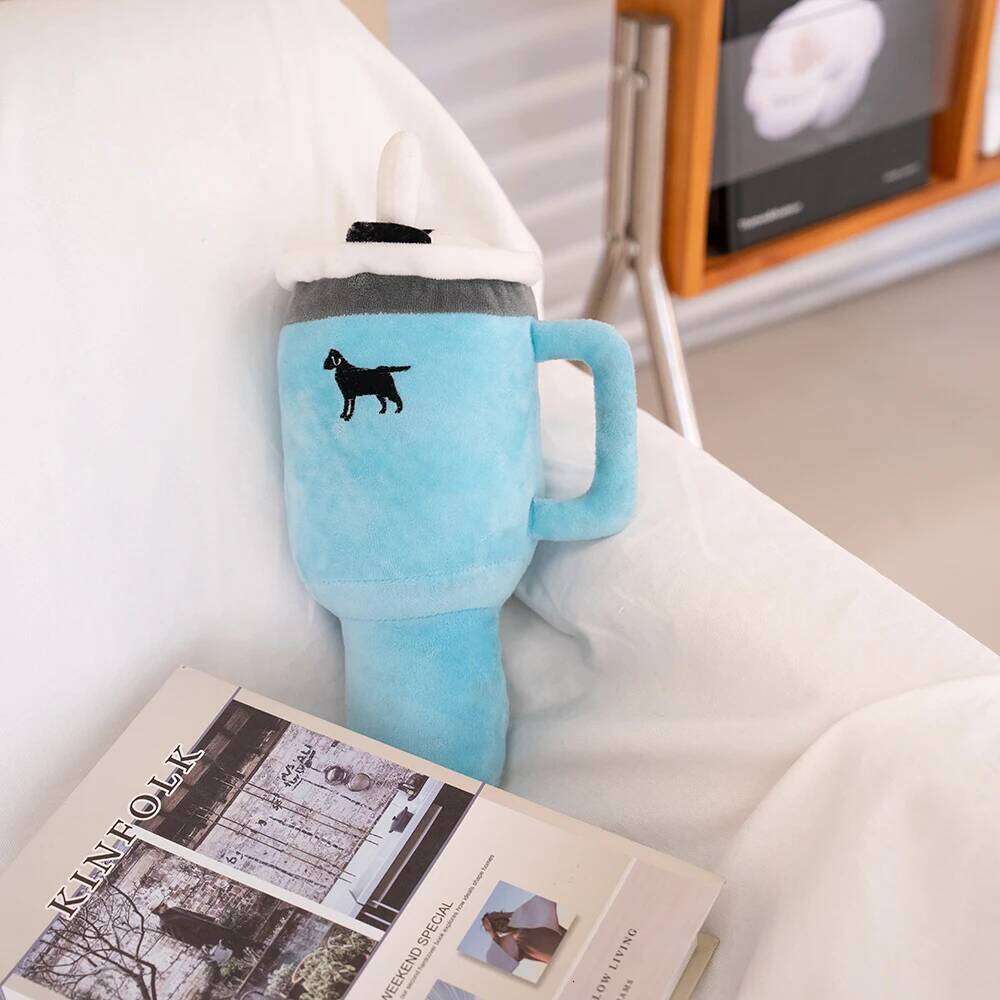 Dog toys 31cm Tall Pet Toy Squeaky Puppy Plush with Handle Straw Soft Stylish Cup Shape for Small and Medium Dogs