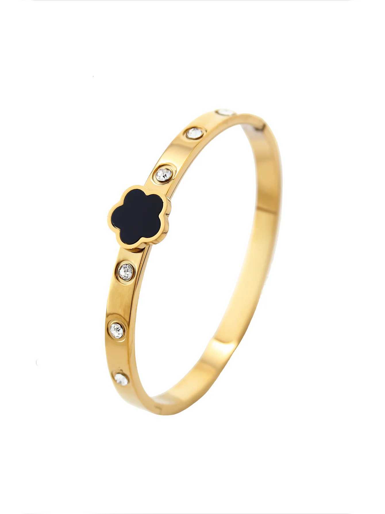 Diamonds Elegant Steel Fashion Stainl Exquisite With Light Five Luxury Flower Bracelet Fem S250912