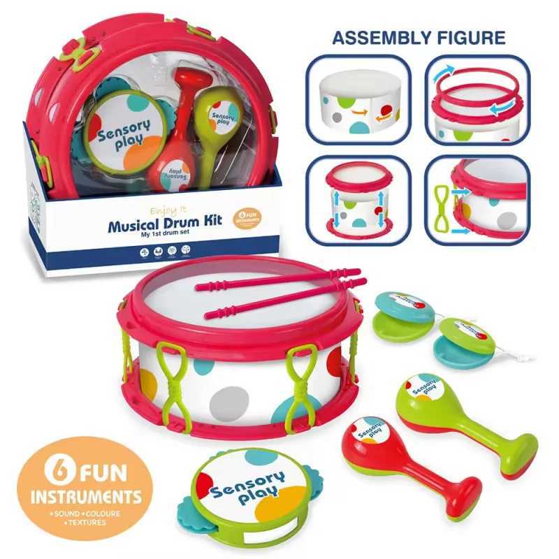 New High Quality 6pcs Kids Early Education Tambourine Instruments Toys Musical Drum Kit Children Music Set for Boy and Girl Baby C250912