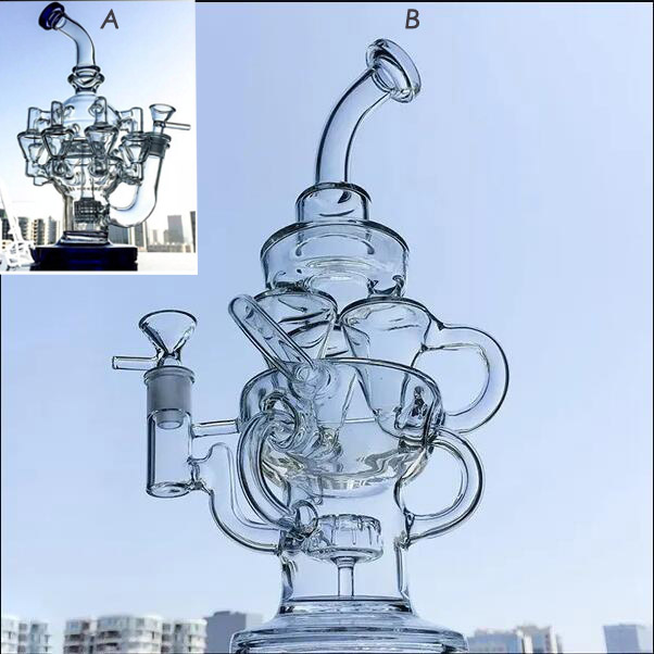 Big Glass Bong Recycler Dab Rigs Bubbler hookahs Water Bongs Oil Rigs Thick Glass Smoking Pipe With 14mm Joint