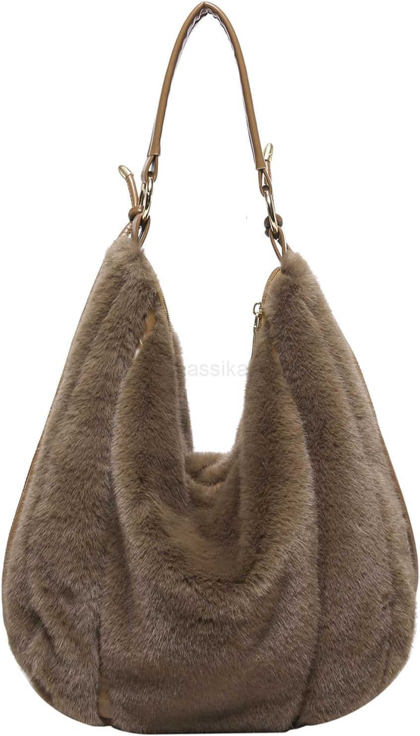 Fluffy Tote Bag Winter Fuzzy Purses for Women Faux Fur Bag with Strap Soft Furry Handbag Plush Crossbody Bags M250912