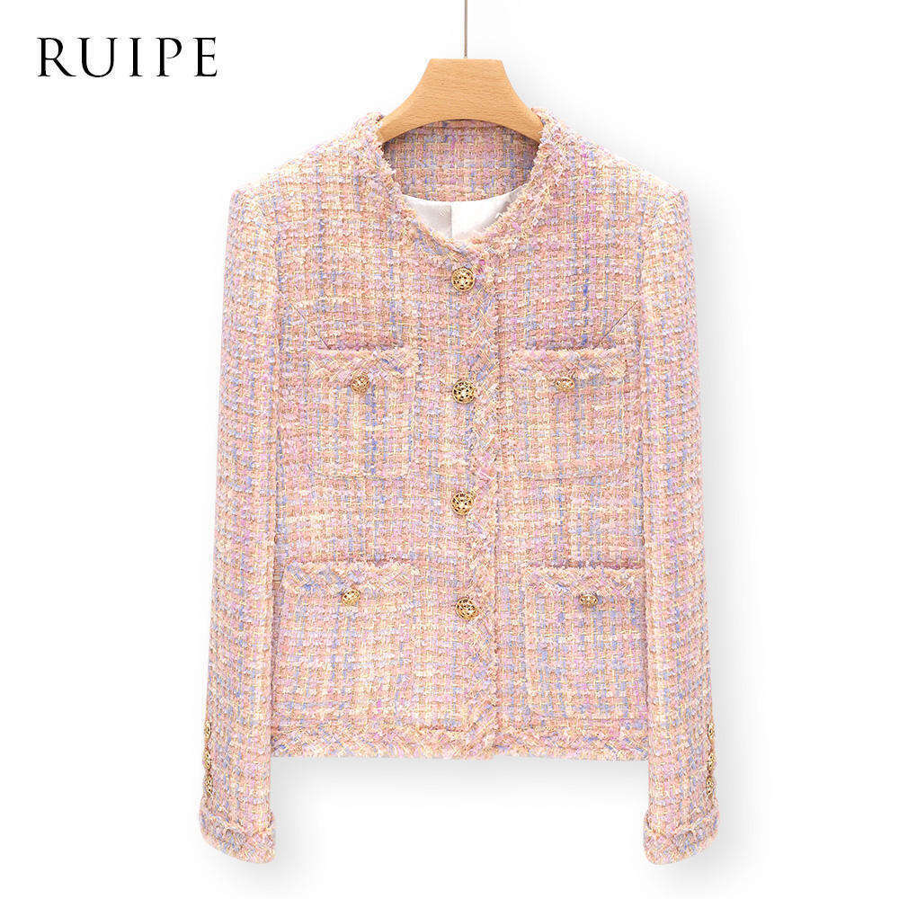 DHEssentials 2025 Spring New Women's Fashion High-end Design Niche Blazer Pink Chanel Style Short Jacket