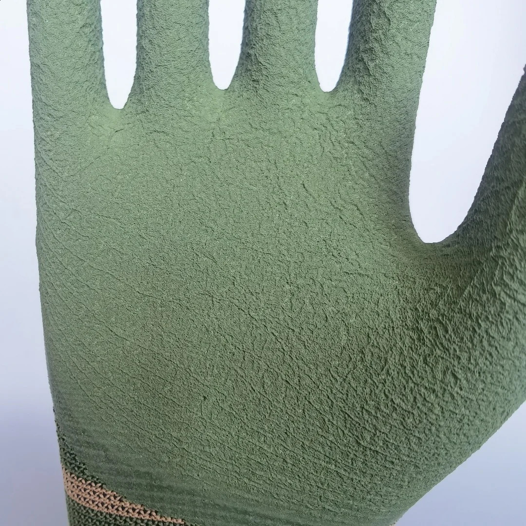 6Pairs Work Gloves Green Crinkle Latex Rubber Waterproof Professional Protective Construction Garden Men Womanen 250912