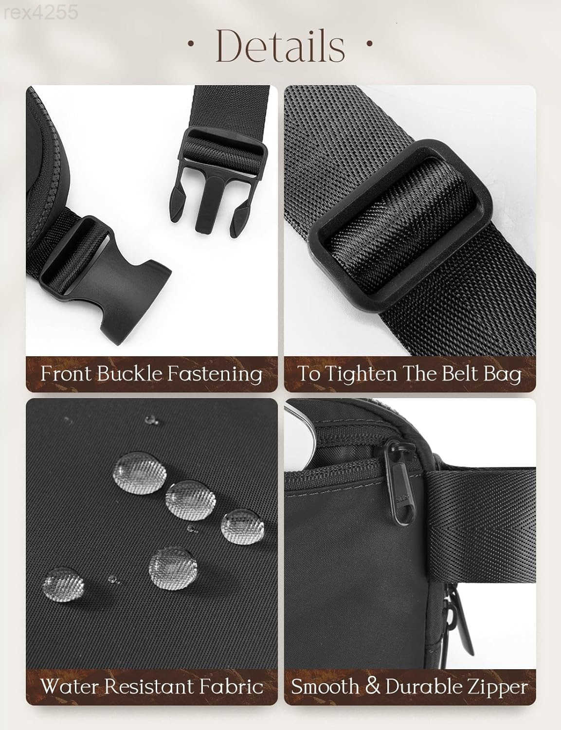 Fanny Pack for Women Belt Bag Water Resistant Fashion Crossbody Waist Packs Adjustable Strap Black 1LW250912