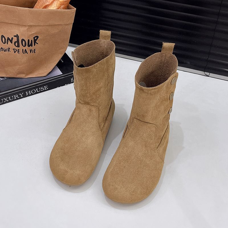 free shipping designer shoes 2025 new autumn women's versatile flat bottomed height increasing short boots fashionable and casual versatile Marti