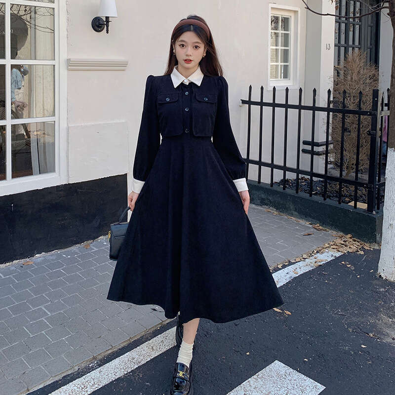 DHEssentials Zipper Back Neck Ribbon Chanel Style High-end Elegant Fake Two-piece Dress