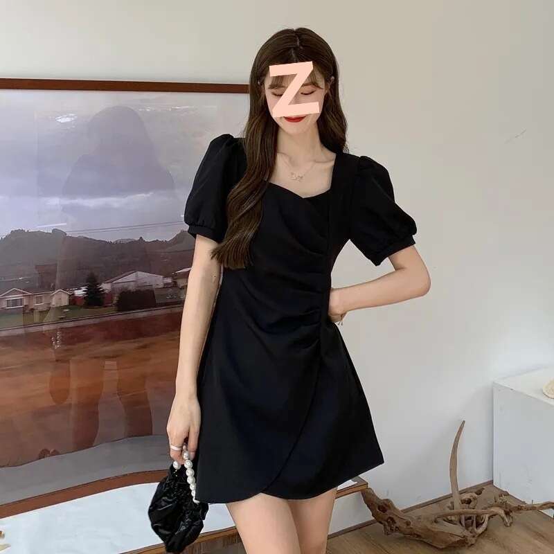 DHEssentials Original Elegant Irregular Little Black Plus Size Hepburn Chanel Style Concealing Dress