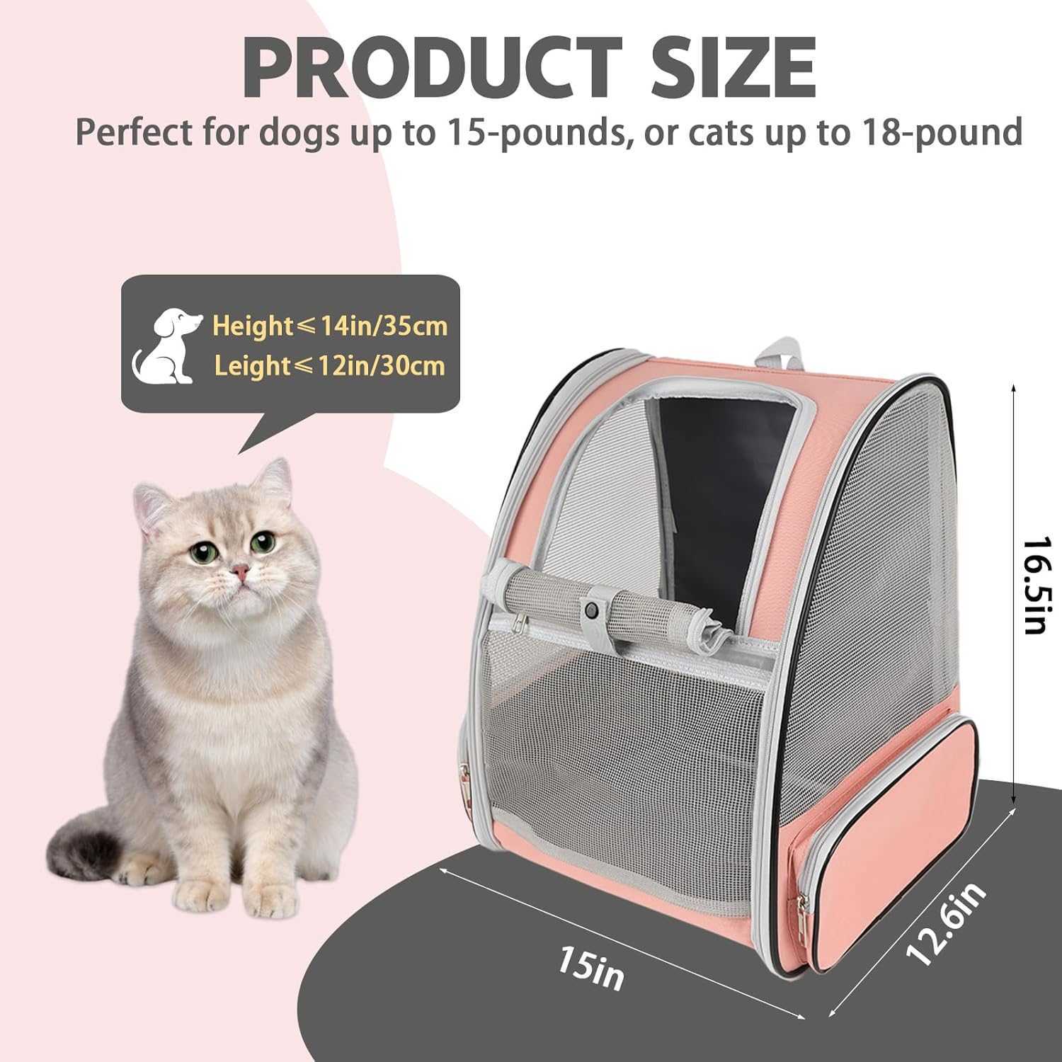 Cat Backpack CarrierPet Carrier Airline Approved for Small Dog Cat Puppy Kitten BunnyVentilated Mesh Design Animal Backpack for Hiking Camping Travel 
