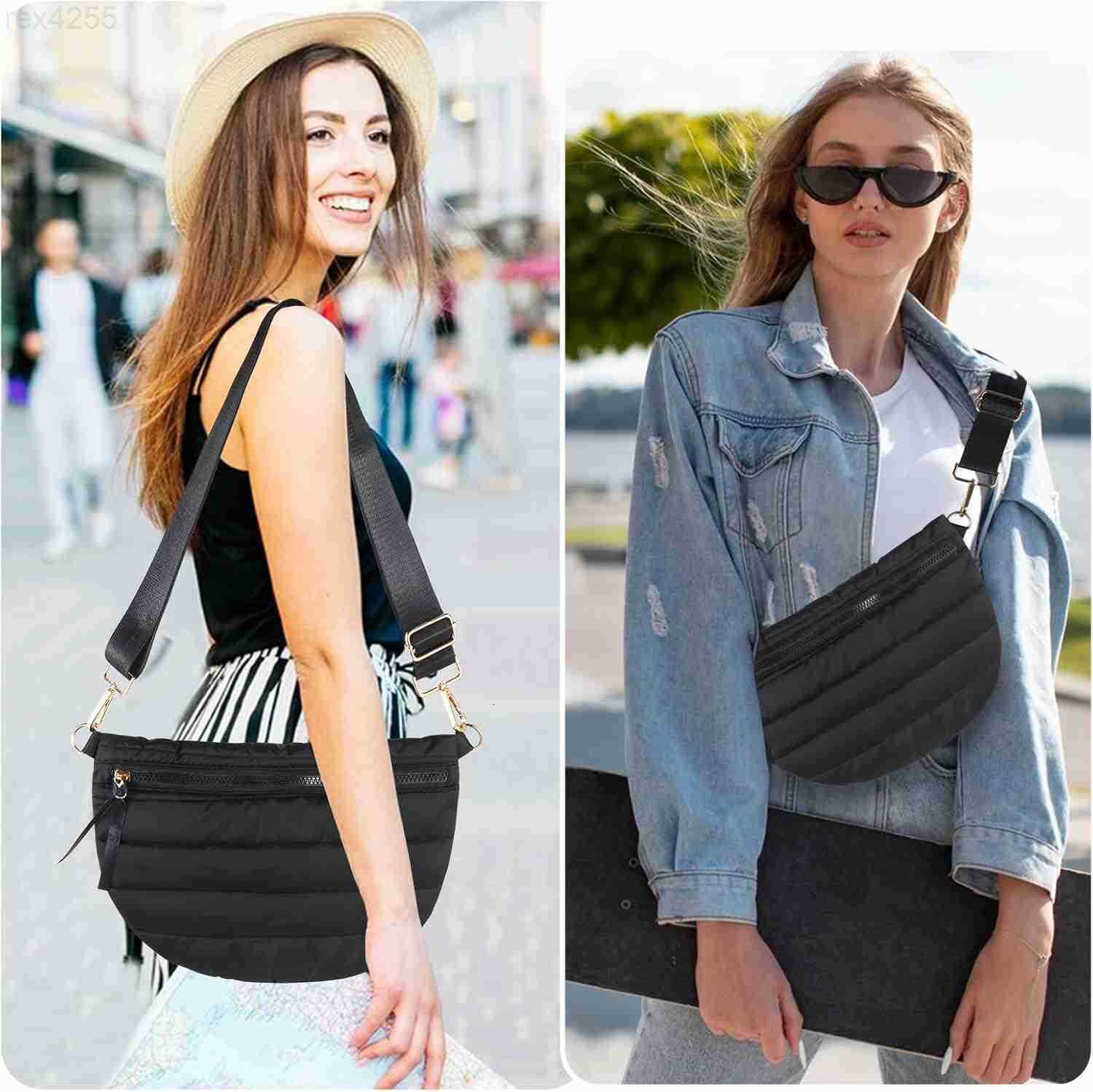 Crossbody Bags for Women Puffer Fanny Pack Sling Bag Puffy Chest Belt Bum Waist Crossbody Purse Bags Quilted Shoulder Bag for WomenW250912