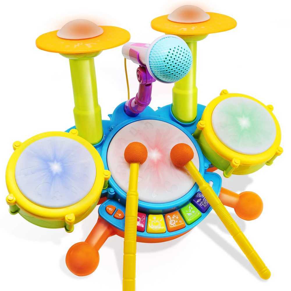 Kids Boy Girl Electric Drum KitMusical Instruments Learning Toys with 2 Drum Sticks Adjustable Microphone Birthday for BoysGir C250912