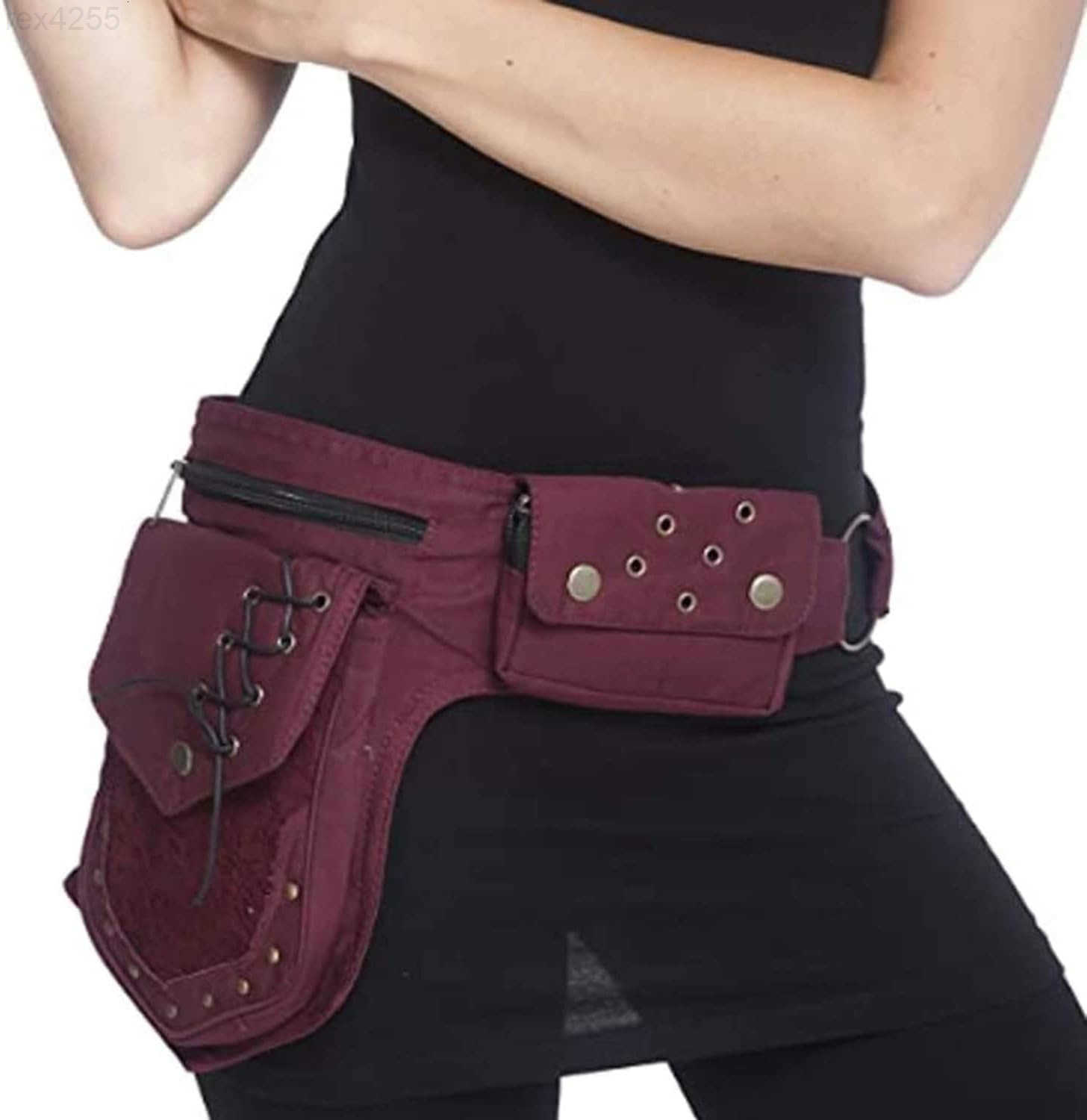 Women Waist Bag Fanny Bag Renaissance Faire Festival Chest Pack with Adjustable Belt Fashion Hip Bum Bag for Running Hiking 00BlackW250912