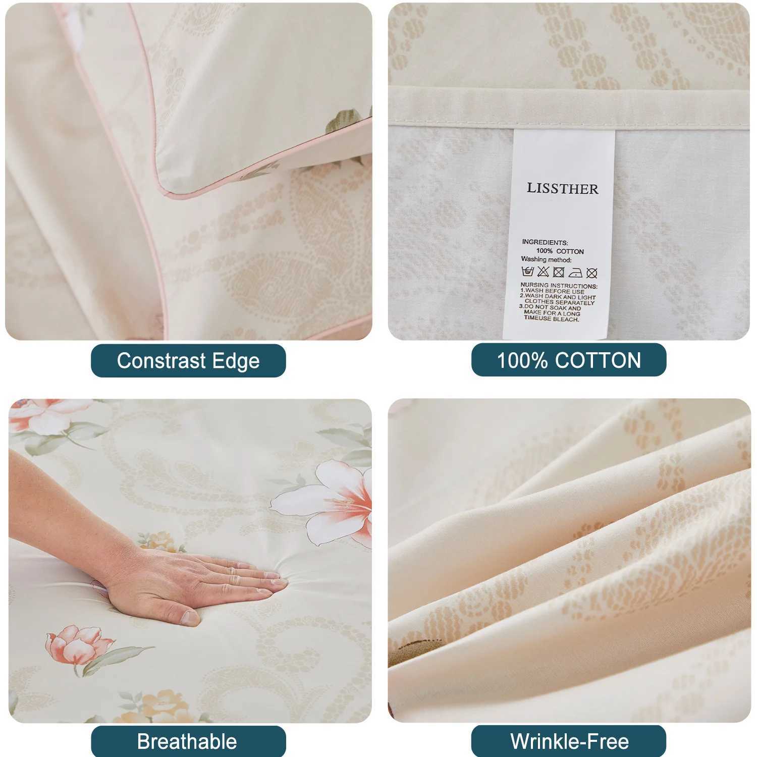 3pcs 600TC 100 Egyptian Cotton Duvet Cover Set Pink Blooming Rose Pattern Soft SkinFriendly No Inserts C250912