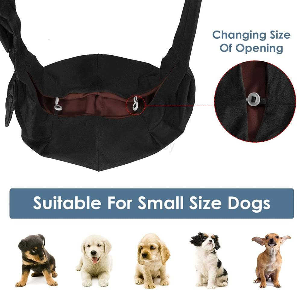 Pet Sling Hand Free Dog Sling Carrier Adjustable Padded Strap Tote Bag Shoulder Bag with Safety Belt Front Pocket for Small Dog Cat Puppy PinkWYSW2509