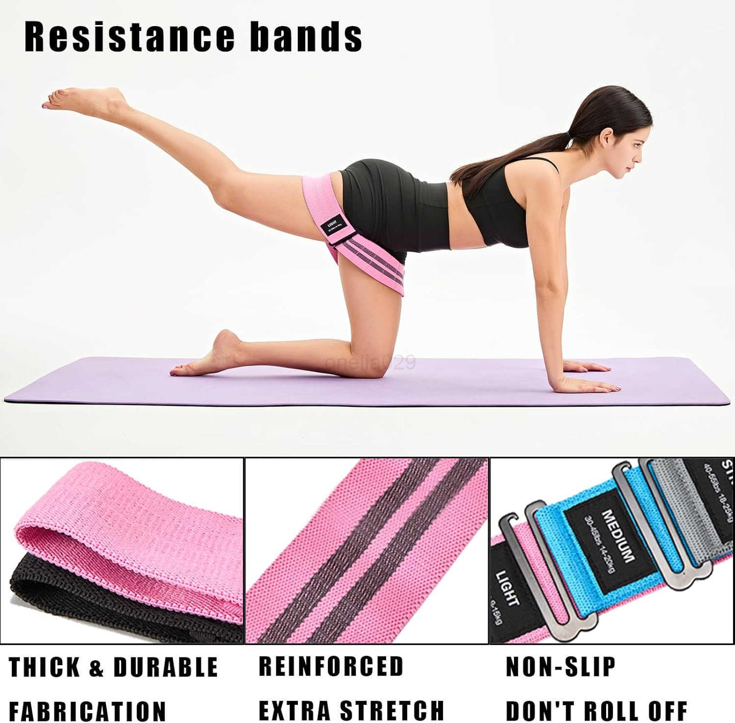 Adjustable Fabric Resistance Bands for Squats Glutes Legs 5 Levels of Customizable Size Width Tension NonSlip Booty Bands for Men and Women Pilates Yo