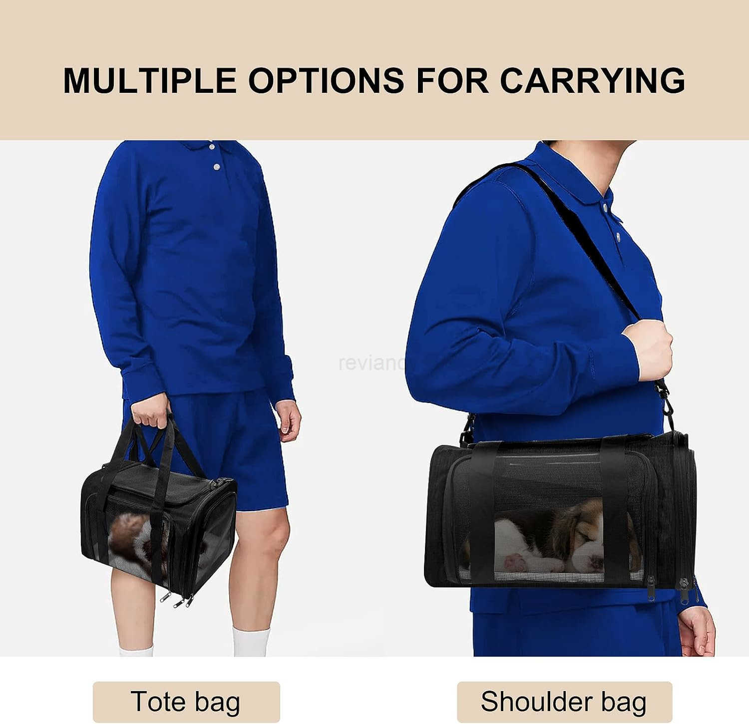 Dog Carrier for Pets Up to 25 Lbs Collapsible Travel Carriers for Puppy with Shoulder Strap and Removable Mat 20x13x13 Inch BlackW250912