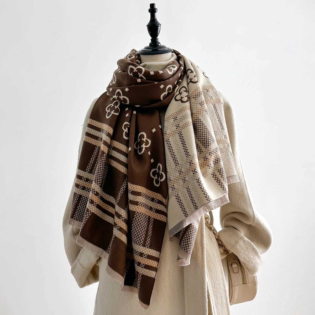 Luxury Winter Scarf for Wen Faux Cashmere Warm Pashmina Thick Soft Shawl Wrap Fem Brand Foard Stylish Bufanda Stole X250912