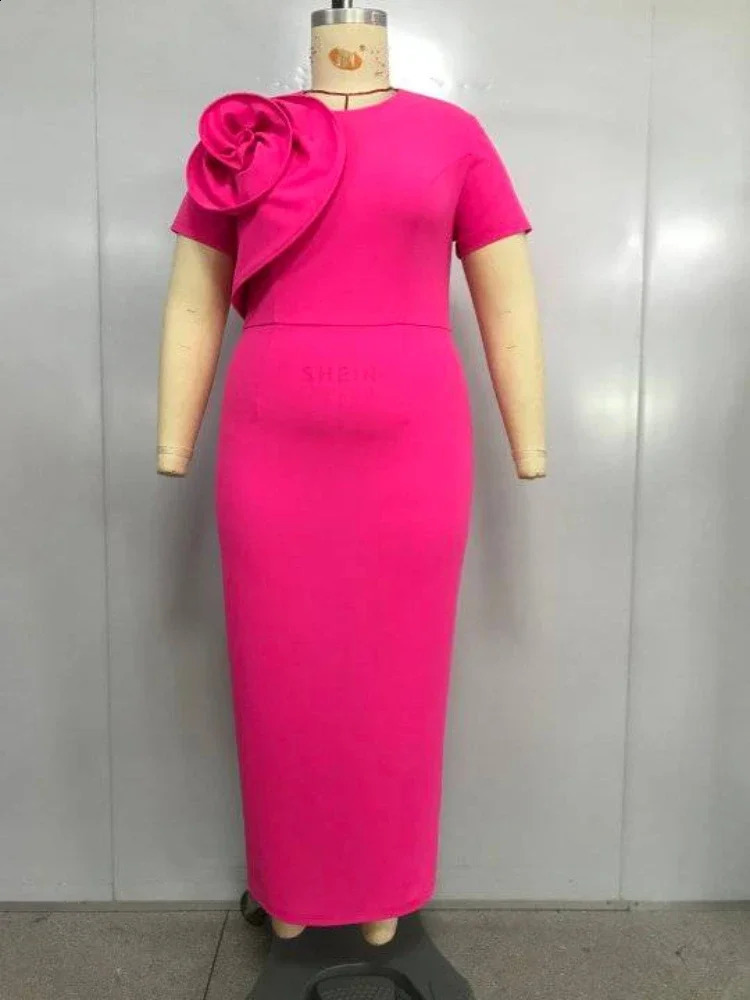 Red Christmas Bodycon Dress Slim High Waist 3D Flower Print for Women Church Going out Birthday Party Ladies Fashion 250911