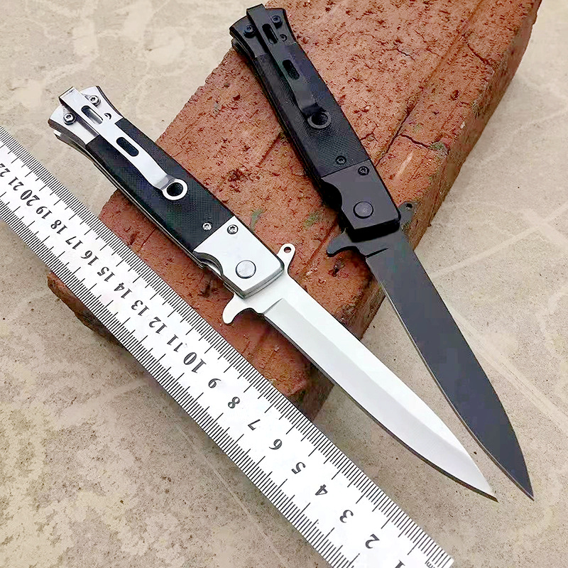 A9611 Assisted Flipper Knife 440C Satin/Black Oxide Blade G10 with Steel Handle Outdoor Camping EDC Pockent Knives