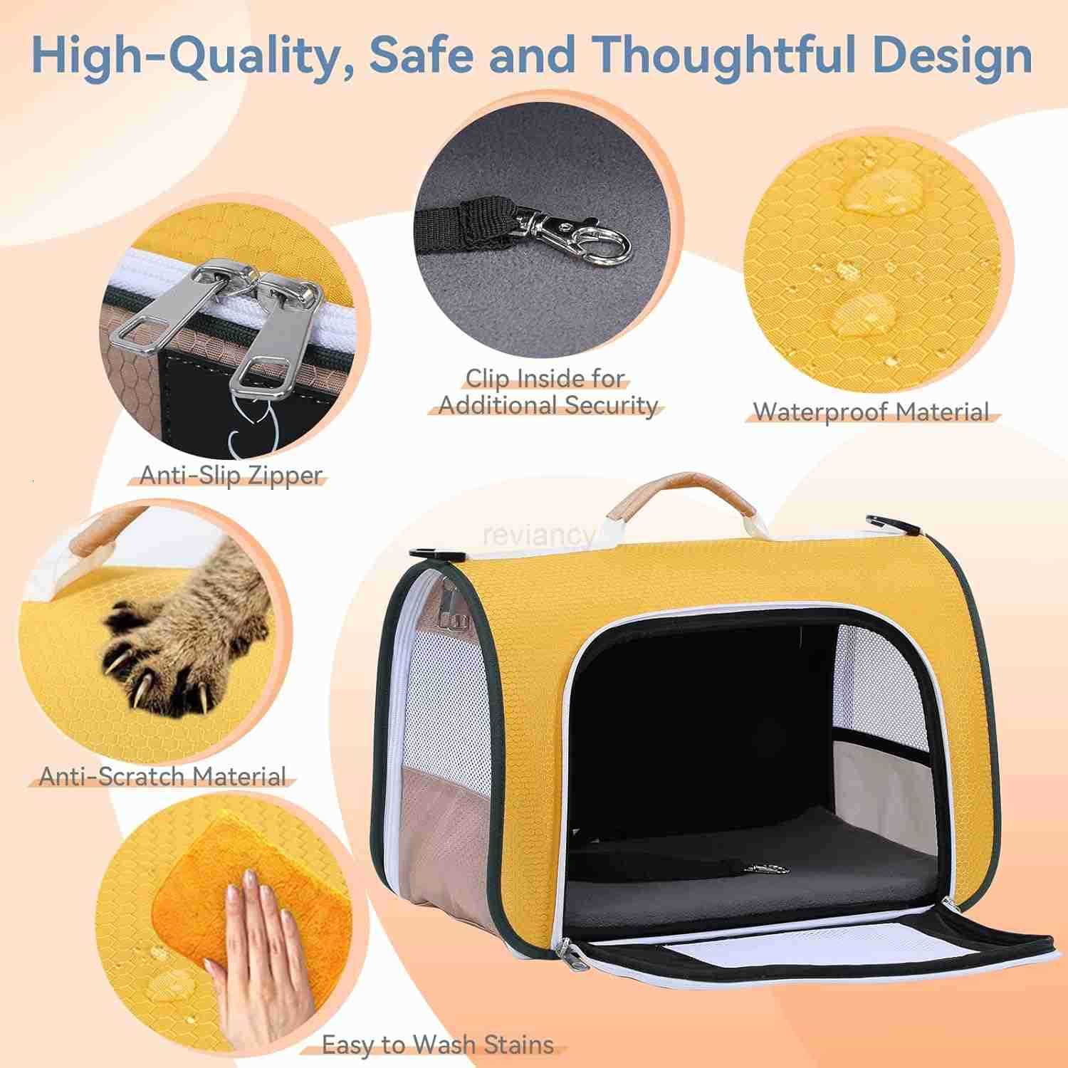 Airline Approved Cat Carrier Dog Carriers SoftSided Portable Pet Travel Washable Carrier for DogsW250912