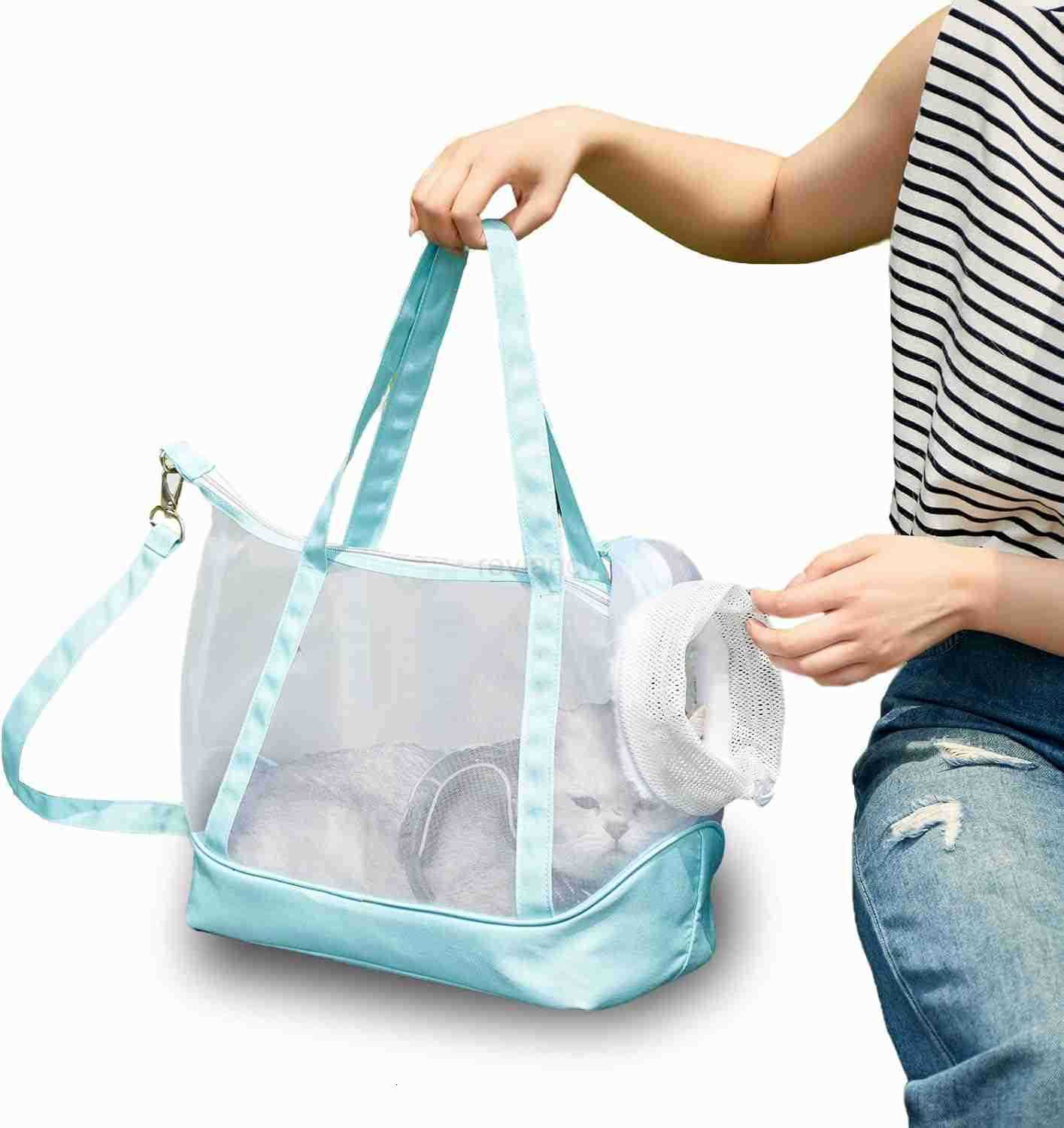 Cat Sling CarrierMesh Cat Carrier Pouch Lightweight Breathable Dog BagSoft Pet Purse Adjustable Window 2in1 Shoulder Strap for Small CatsDogs 311lbs M