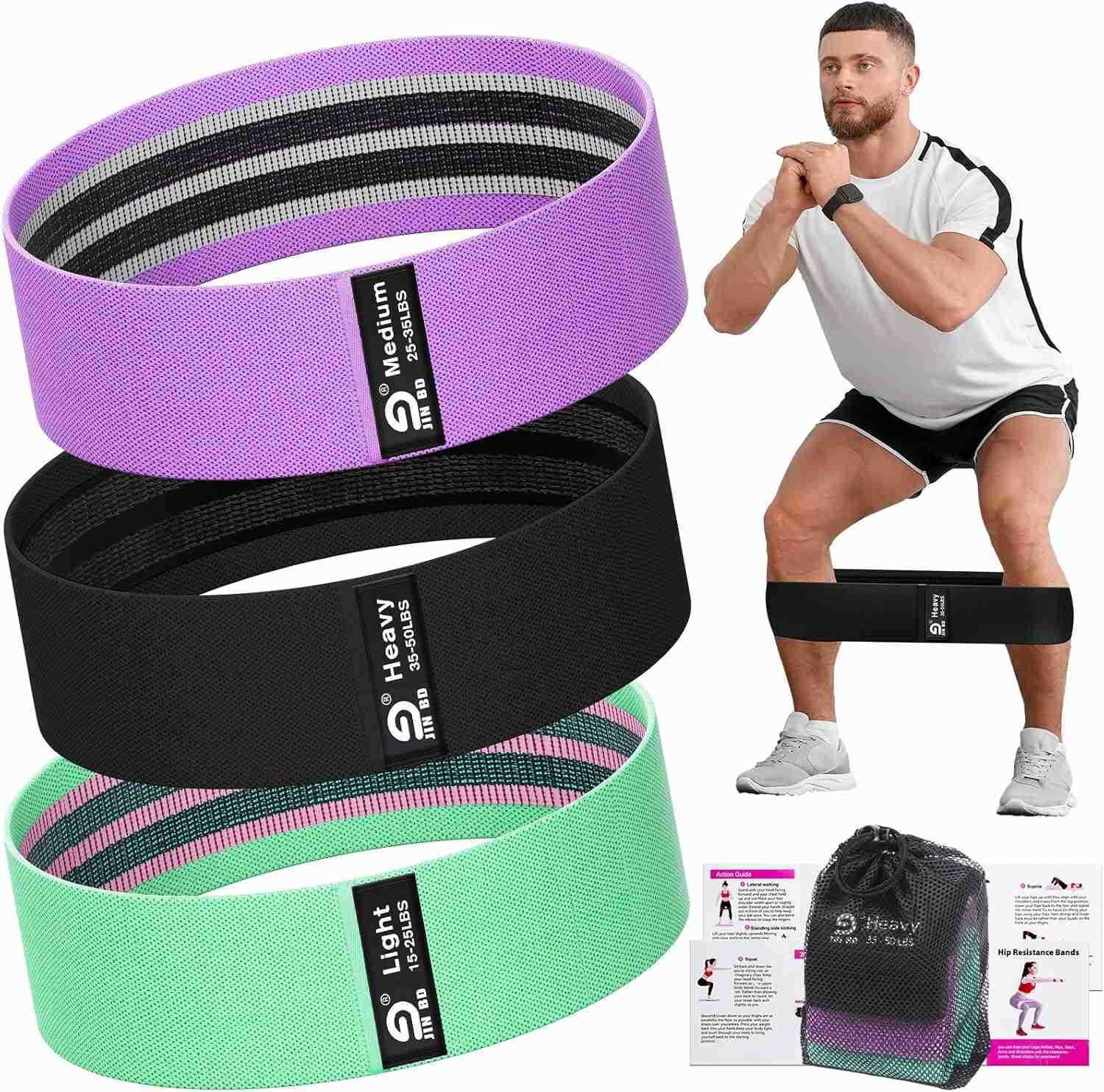 Fabric Resistance Bands Set Booty Bands for Legs Glutes 3 Resistance Levels NonSlip Workout Bands for Women Men Ideal for Yoga Pilates Fitness and Hom