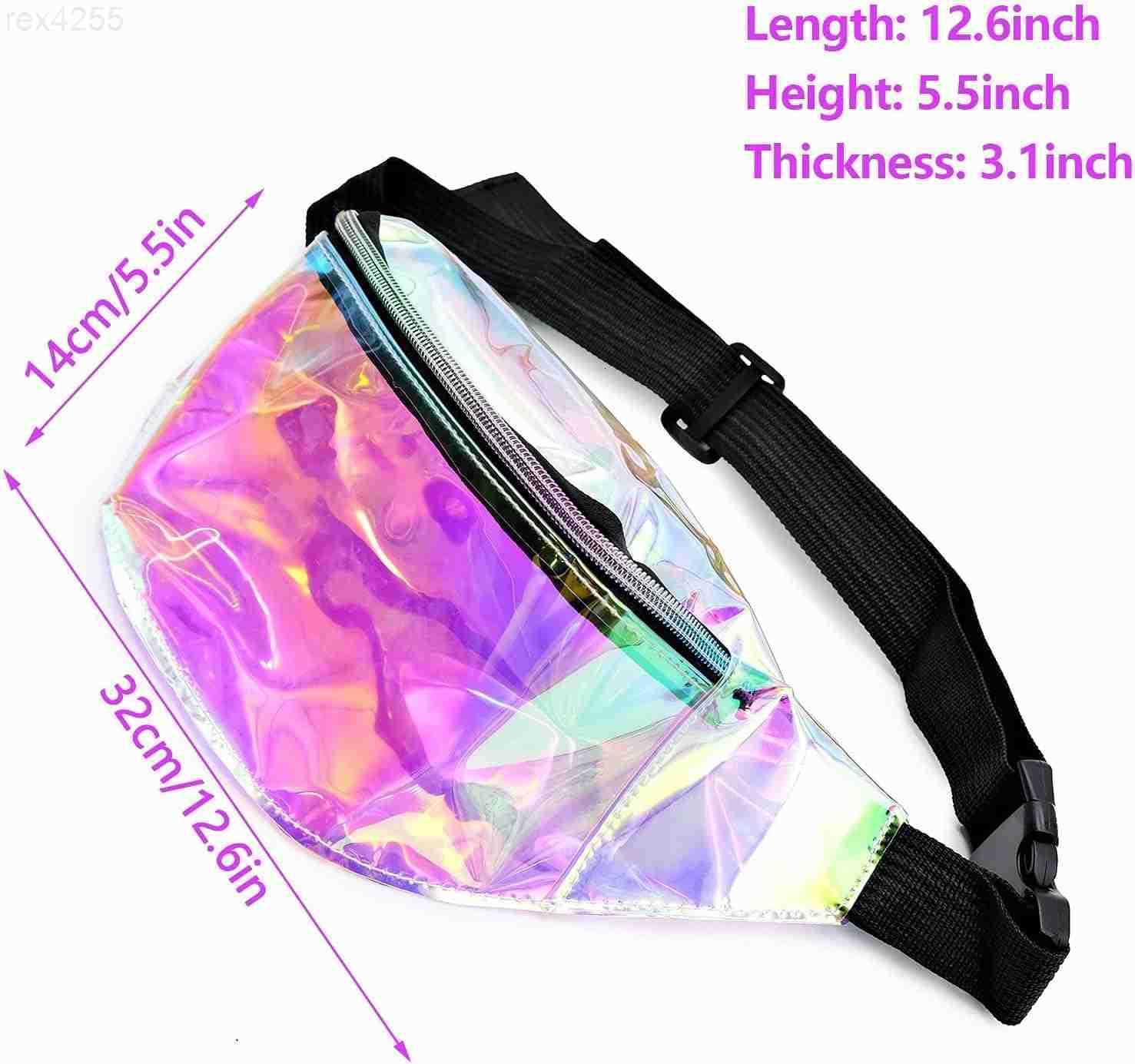 Clear Fanny Pack Fashion Iridescent Waist Bag Travel Sport Waist Purse for Running Beach Concert Game FestivalW250912