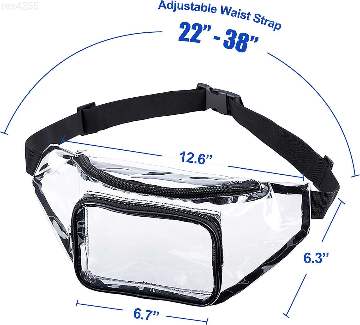 Clear Fanny PackStadium Approved Waist Pack for Festival GamesTravel and ConcertsBlackW250912