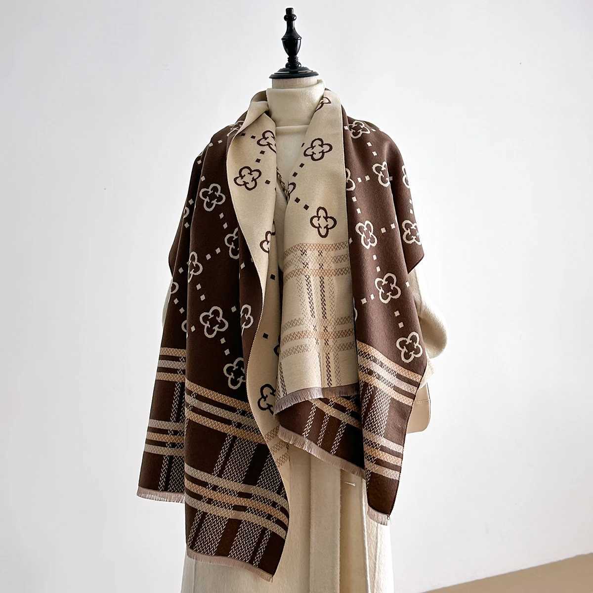 Luxury Winter Scarf for Wen Faux Cashmere Warm Pashmina Thick Soft Shawl Wrap Fem Brand Foard Stylish Bufanda Stole X250912