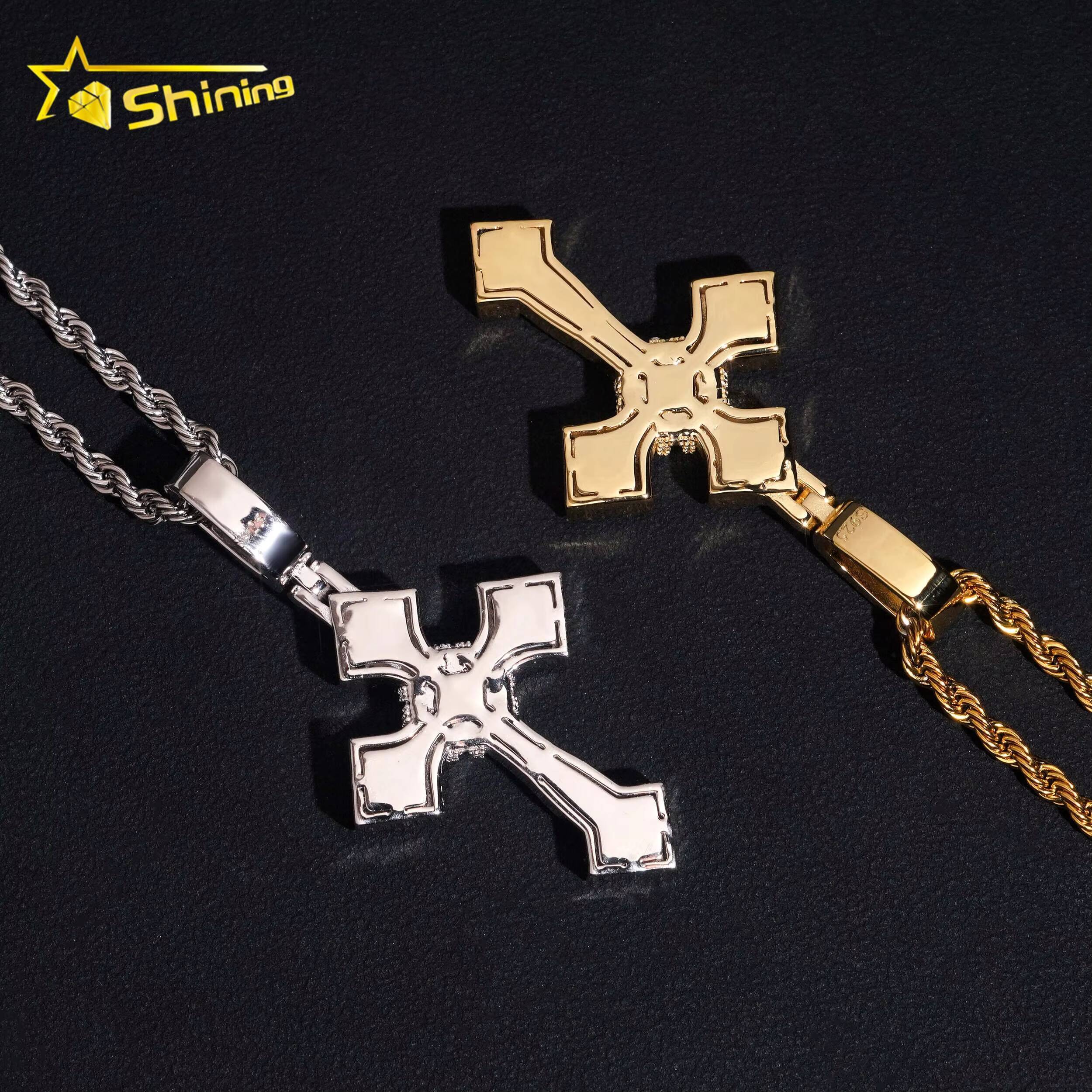 Ready to Ship GRA Certificate Bling 925 Silver Iced Out Mens Hip Hop Cross Moissanite Pendant