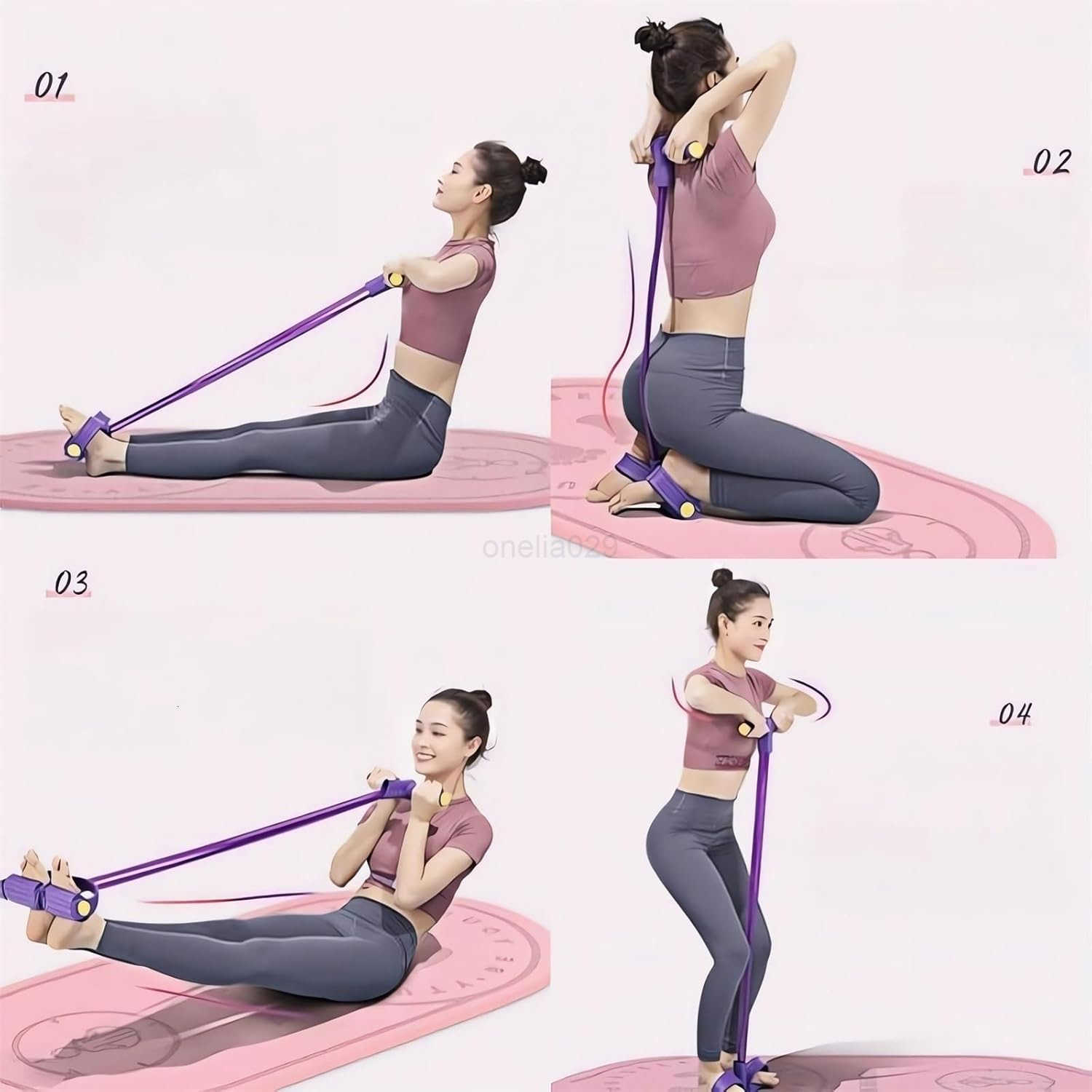 21 Fitness Resistance Bands4 Tube Pedal Ankle Puller 2023 New Sit up Leg Stretch Rope Exercise Bands with Handles Stretching Workout Fitness Bands for