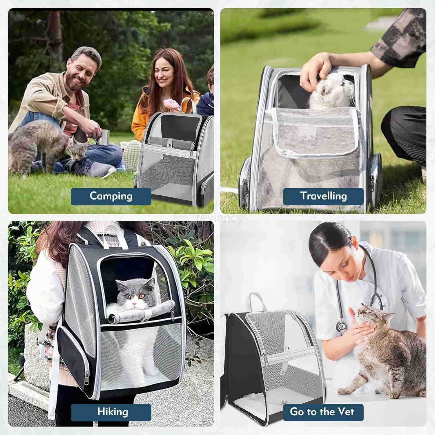 Cat Backpack Carrier Pet Backpack Carrier Cats and Small Dogs Collapsible Fully Ventilation Cat Backpack for Outdoors Hiking Camping Travelup to 165lb