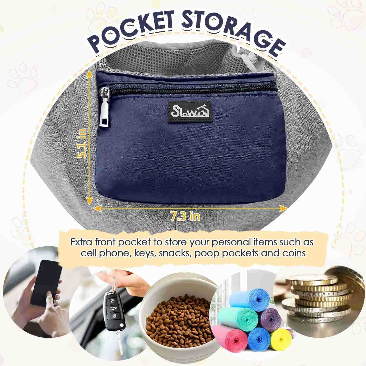 Dog Carrier Sling Puppy Carrier with Window and Storage Pocket Fits up to 12lbs Dog Sling with Thick Adjustable Shoulder Strap and Safety Leash Pet Ca