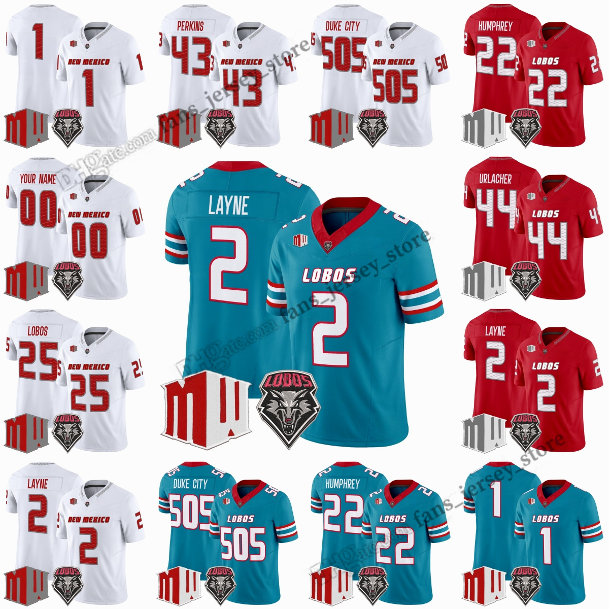 2025 Custom S-6XL DIY New Mexico Lobos College Football Jerseys 2 Jack Layne City 22 Scottre Humphrey 44 Brian Urlacher Don Perkins 25 Lobos 7 Dorian Thomas Eck Murphy