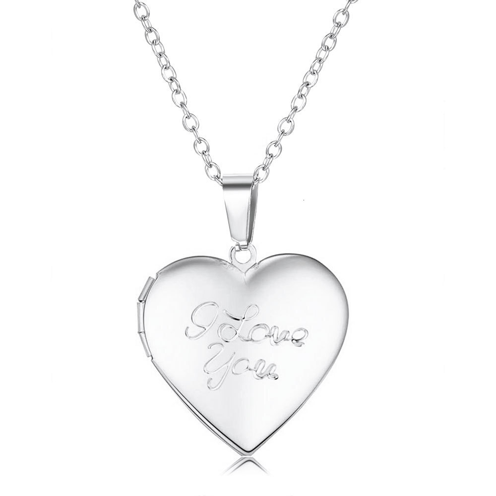 Stainless Steel Love Necklace Openable Photo Box Gift Heart Flip Cover Pendant