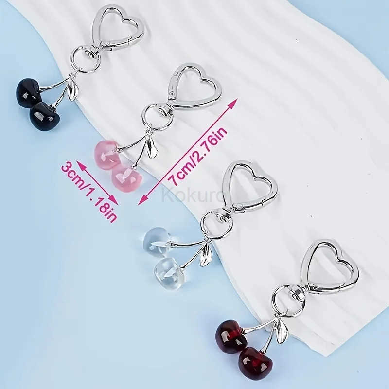 Cute Cherry Keychain Kawaii Cherry Bag Purse Charms for Women Car Keys Decor Gifts Stuff Accessories M250912