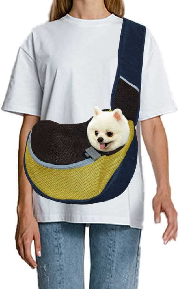 Pet Dog Sling Carrier Puppy Pet Slings Bag for Small Dogs Cats Satchel Carriers Breathable Mesh Hand Free with Adjustable Strap Doggie Crossbody for O