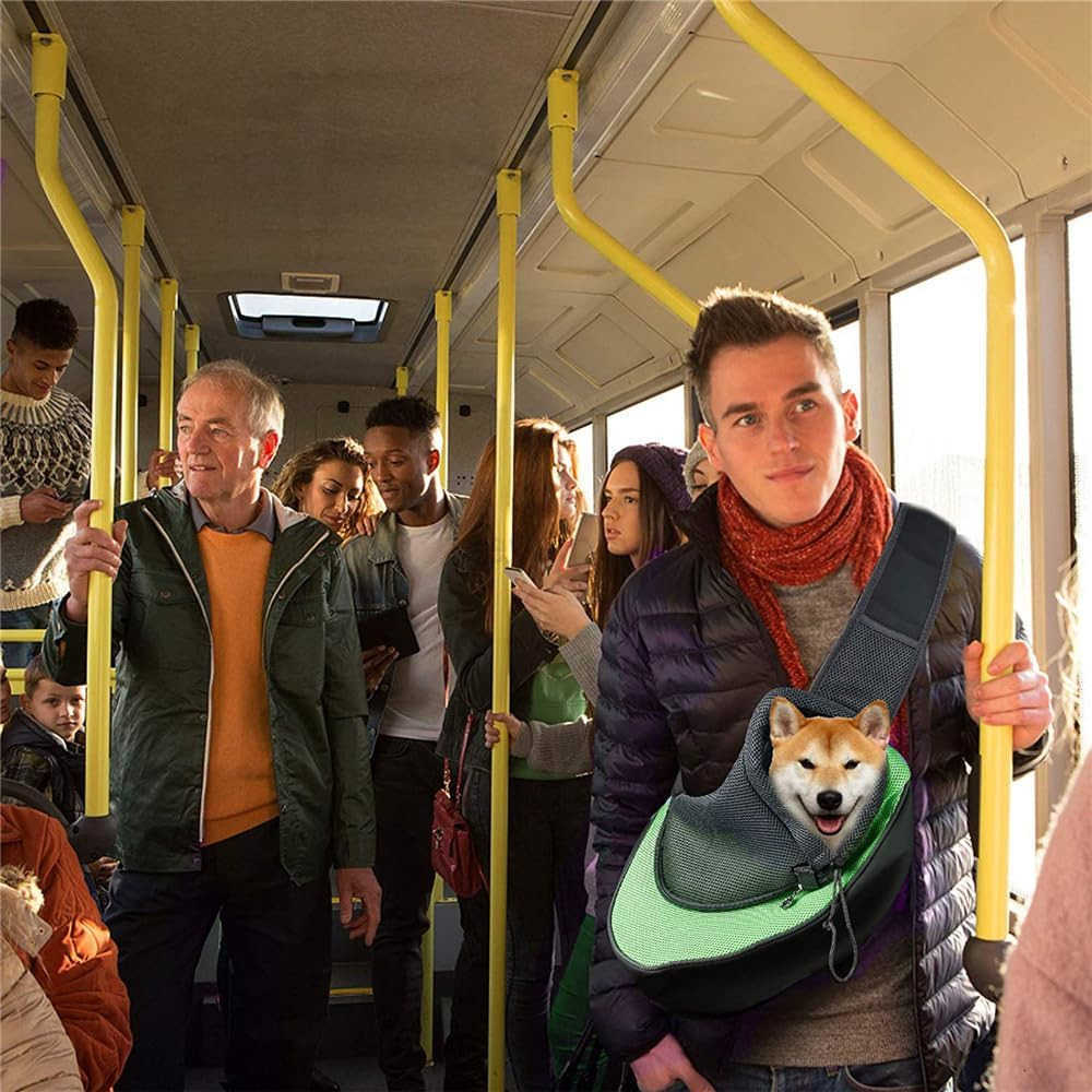 Pet Dog Sling Carrier Breathable Mesh Hand Free Adjustable Travel Safe Puppy Sling Bag Carrier Dog Satchel Carrier for Dogs Cats Rabbit Small Animals 