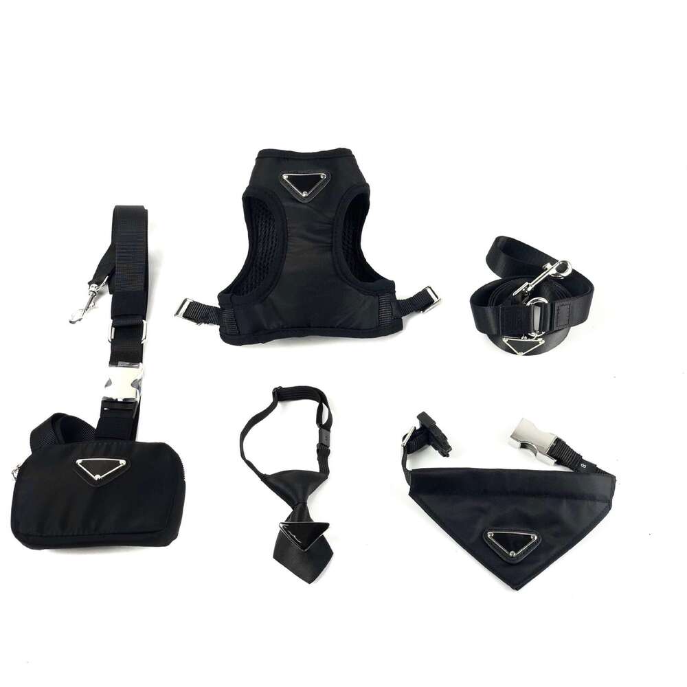 Pet Lover's Essentials: Elegant Black Leather Walking Gear Kit