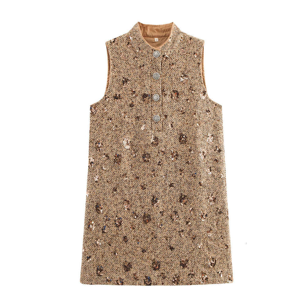 DHEssentials Summer New French Socialite Elegant Heavy Craft Chanel Style Beaded Sleeveless Dress