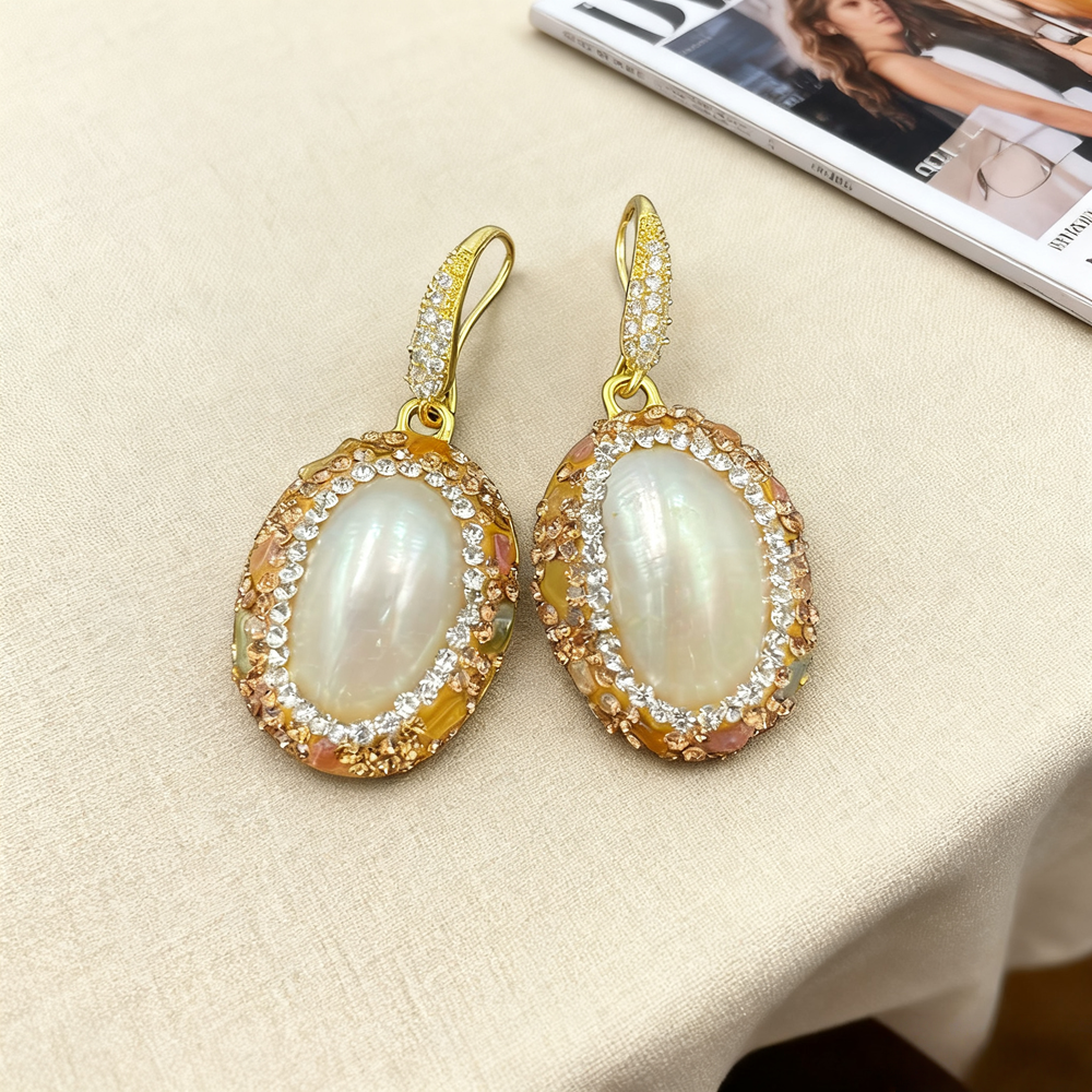 Natural Large Mabe Shell Pearl Freshwater Pearl Crystal Jewelry Set for Women Necklace Ring Bracelet Around Quartz Body-Purifying wholesales drop ship