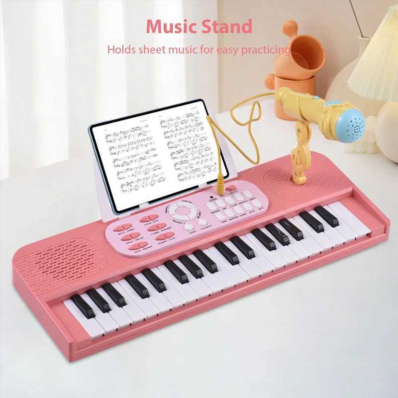 New 37key Electronic Piano Toy with Music Stand Microphone Childrens Beginner Piano Keyboard Educational Toy Birthday Gift C250912