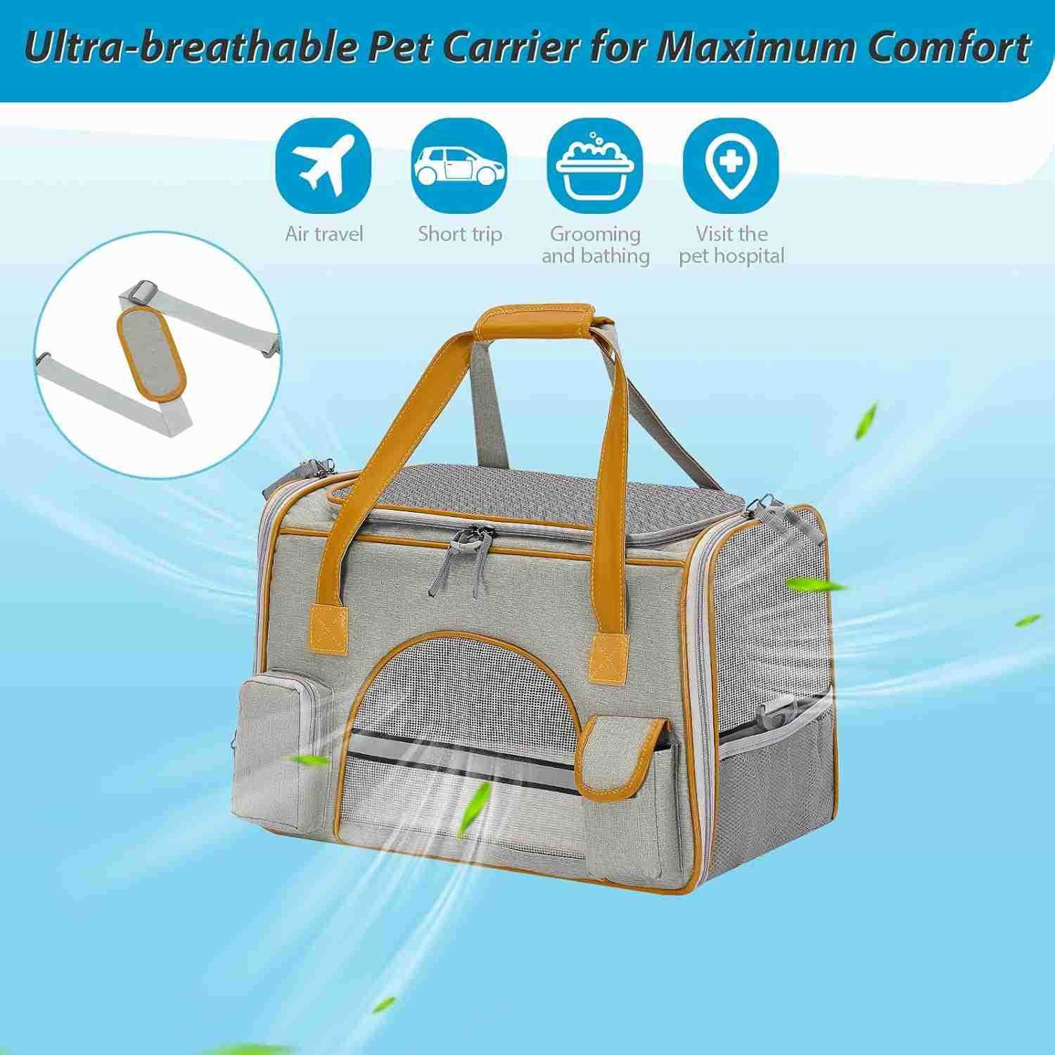 18x11x11 Inches Cat Carrier Fits Pets Up to 17 lbs AntiCollapse Design Multiple Storage Pockets Cat Carrier Soft Ideal for Medium Cats Puppy Rabbits a