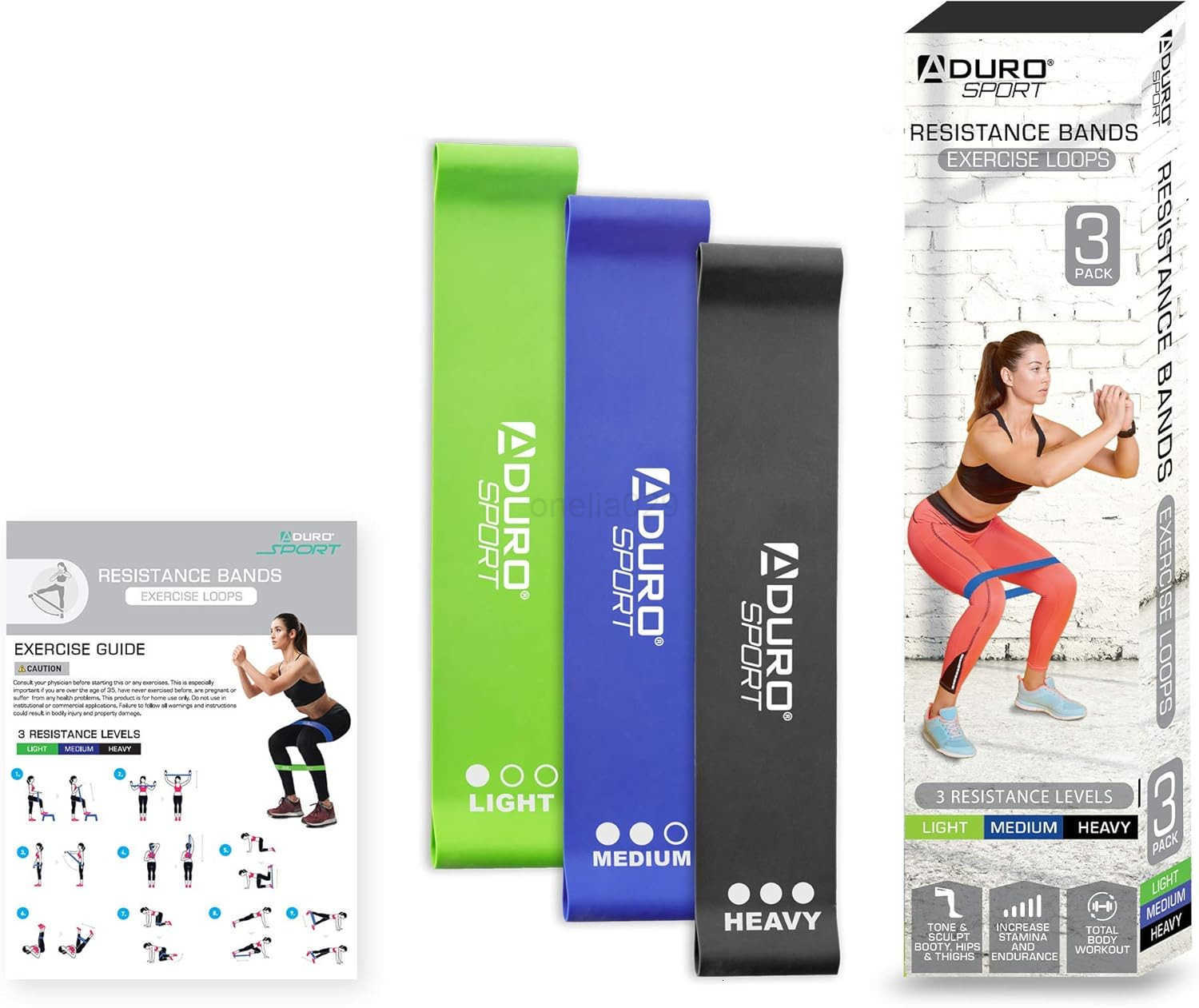 Sport Resistance Bands Set Exercise Workout Bands Loops Set for Women Men Booty Leg 3X Resistance Levels Light Medium Heavy W250912