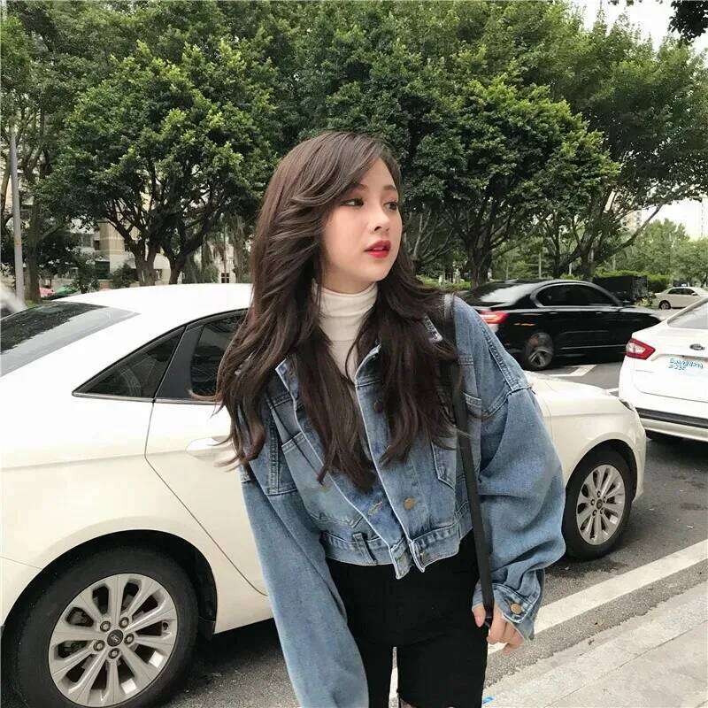 Spring And Autumn New Style Vintage Korean Batwing Sleeveless Denim Jacket Women's Cropped Versatile Loose Fit Blazer