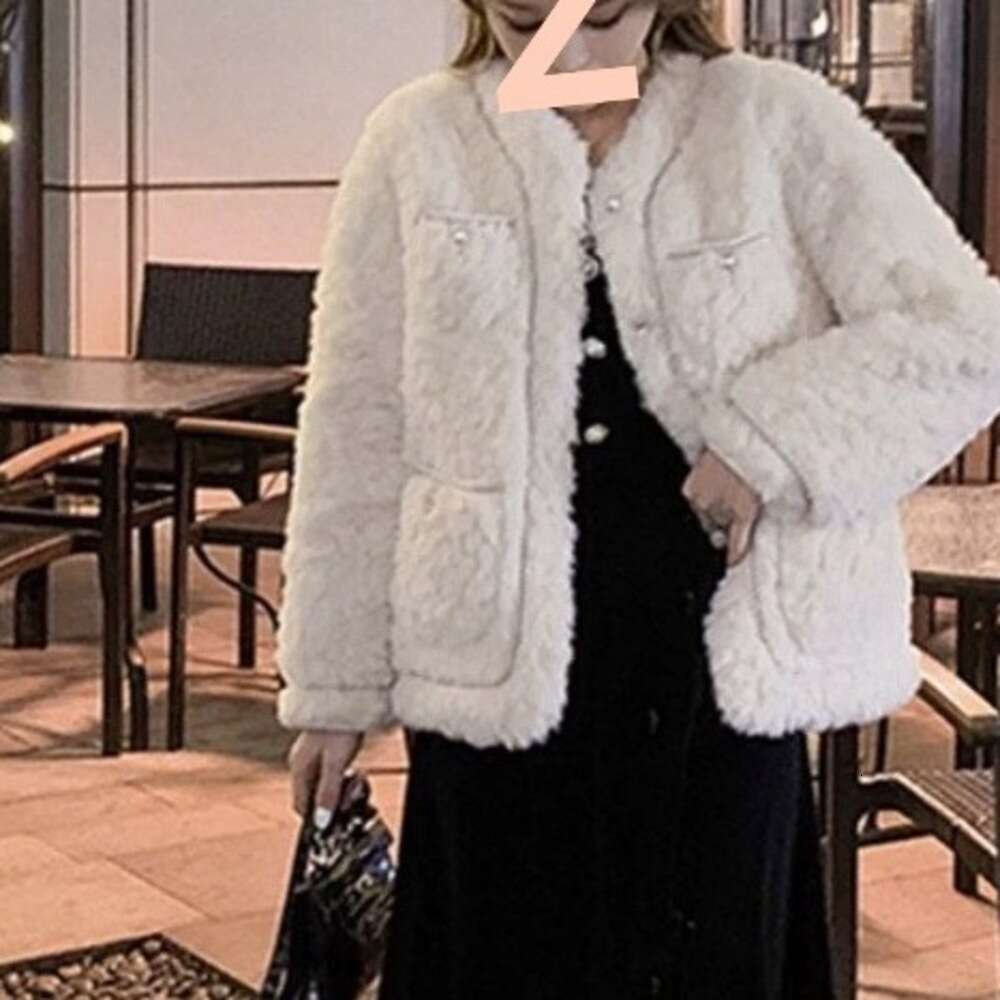 DHEssentials Faux Fur Chanel Style Lamb Wool for Women New Autumn Winter High-end Thick Loose Woolen Coat Ins Trend