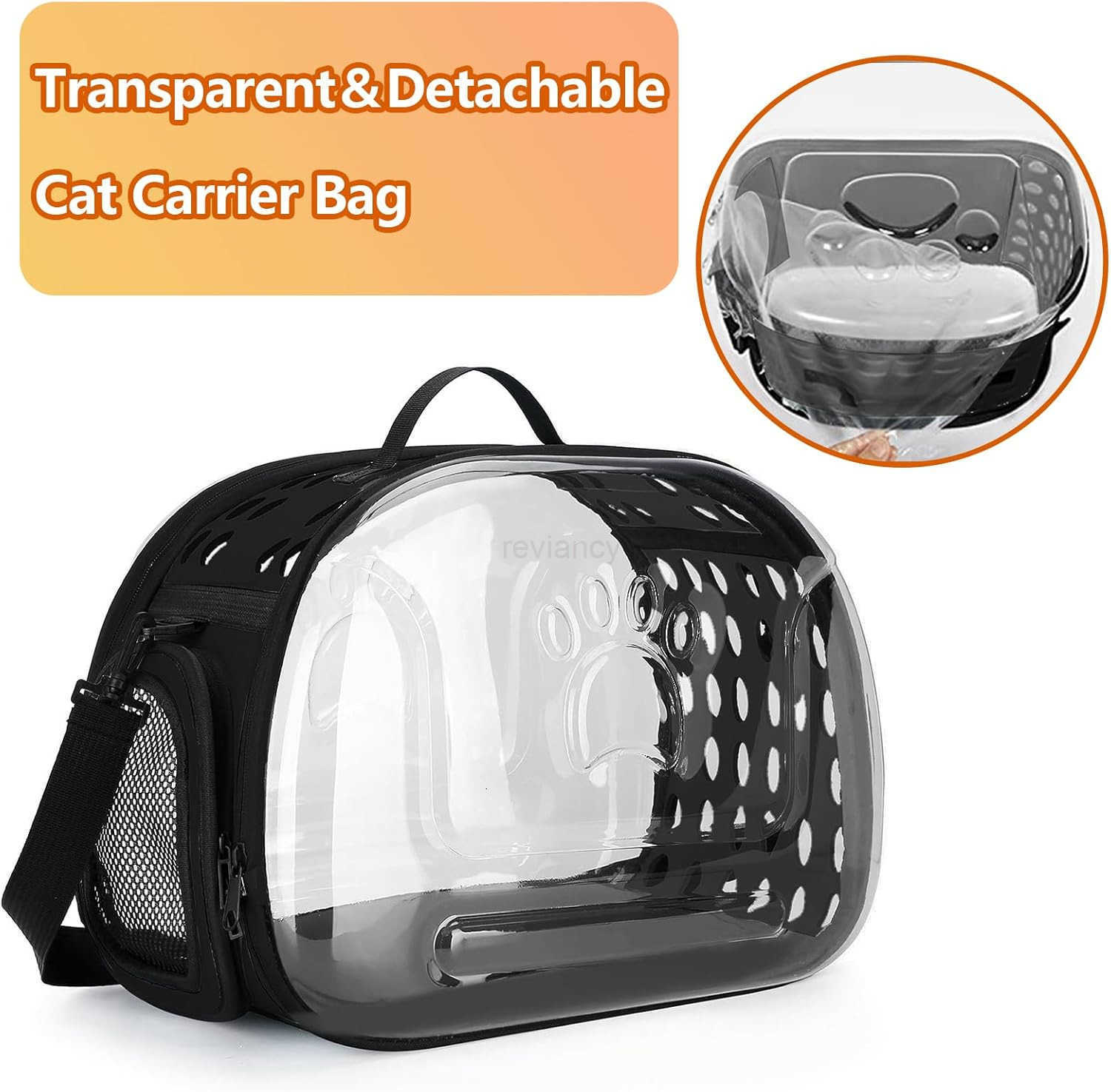 Clear Cat Carrier Hard Cat Bag Collapsible Portable Small Pet Carrier Bag for Cats Kitten Puppy Travel Hiking Walking Outdoor UseGreyW250912