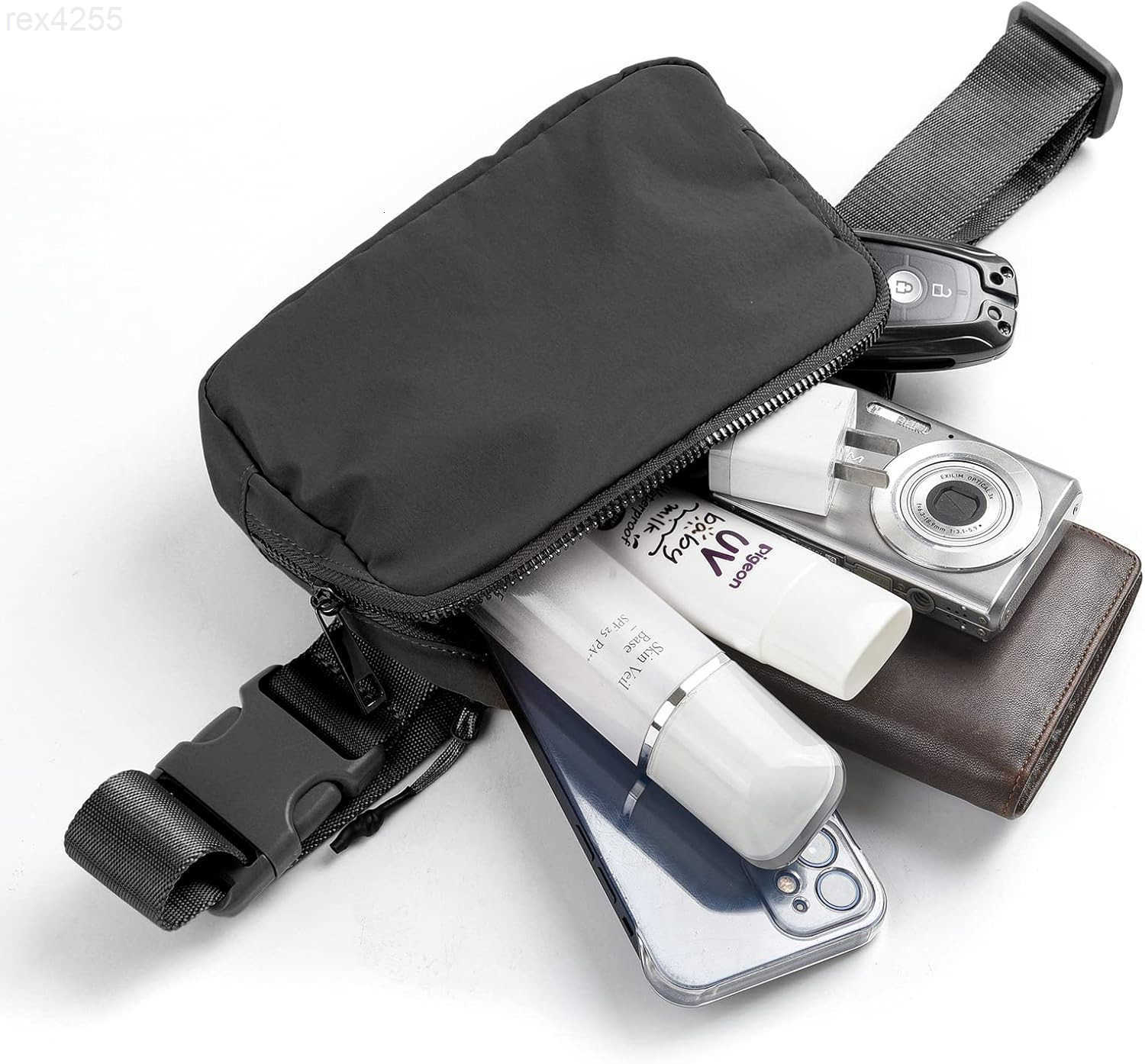 Black Mini Belt Bag Fashion Waist Packs Unisex Fanny Packs for Women Men crossbody with Adjustable Strap for Outdoors Workout Travel Casual Running Hi